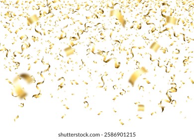 Confetti. Shiny ribbons falling on abstract background.