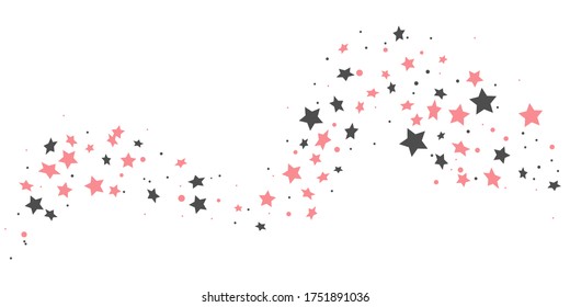 Confetti of shooting stars. Gray and pink stars. Luxury holiday background. Abstract texture on a white background. Design element. Vector illustration, eps 10.