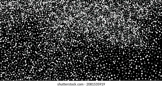 Confetti with silver glitter. Black background. Shiny abstract texture. Vector abstract graphic design. New Year Christmas. Silver glitter background. Vector elegant invitation template.