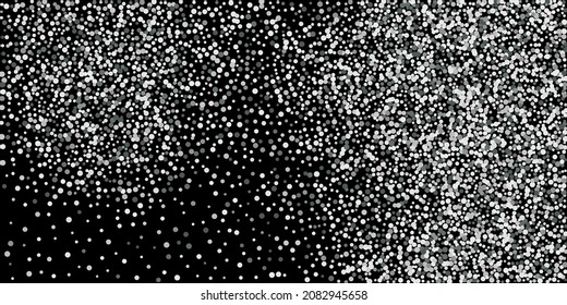 Confetti with silver glitter. Black background. Shiny abstract texture. Vector abstract graphic design. New Year Christmas. Silver glitter background. Vector elegant invitation template.