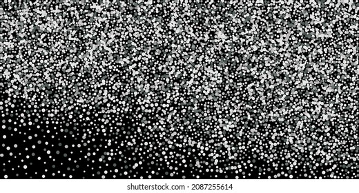 Confetti con brillo plateado. Fondo negro. Una textura abstracta brillante. Diseño gráfico abstracto vectorial. Navidad de Año Nuevo. Fondo de brillo plateado. Plantilla de invitación elegante vectorial.