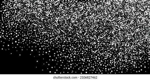 Confetti with silver glitter. Black background. Shiny abstract texture. Vector abstract graphic design. New Year Christmas.