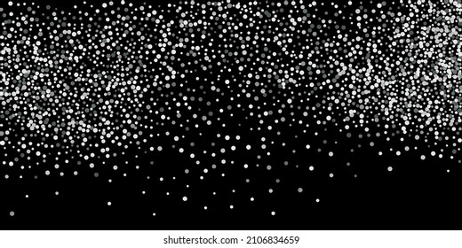 Confetti with silver glitter. Black background. Shiny abstract texture. Vector abstract graphic design. New Year Christmas.