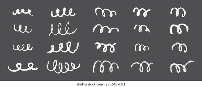 Confetti squiggle scribble set. Vector stock hand draw crayon brush stroke illustration isolated on black background for design template abstract background kids birthday party banner. EPS10 