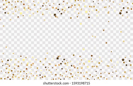 Confetti star background on transparent background, banner. Vector illustration