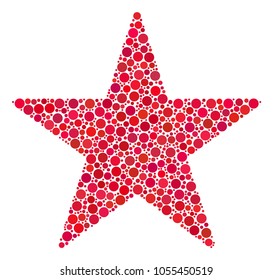 Confetti Star composition of round dots in various sizes and color hues. Circle dots are united into confetti star vector composition. Vector design concept.