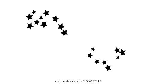 Confetti star. Falling stars on the background. Illustration of flying shiny stars. Black and white background. Decorative element. Suitable for your design, postcards, invitations, gift, VIP.