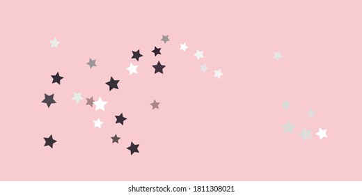 Confetti star. Falling stars on a delicate pink background. Flying stars illustration. Decorative element. Suitable for your design, postcards, invitations, gift, VIP.