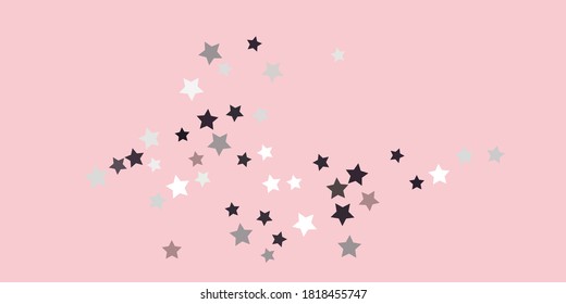 Confetti star. Falling stars on a delicate pink background. Flying stars illustration. Decorative element. Suitable for your design, postcards, invitations, gift, VIP.