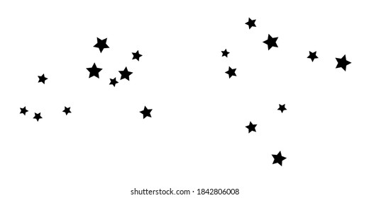 Confetti star. Falling stars on the background. Illustration of flying shiny stars. Black and white background. Decorative element. Suitable for your design, postcards, invitations, gift, VIP.