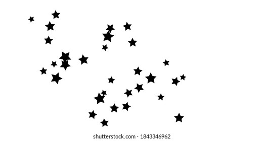 Confetti star. Falling stars on the background. Illustration of flying shiny stars. Black and white background. Decorative element. Suitable for your design, postcards, invitations, gift, VIP.