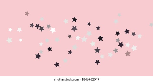 Confetti star. Falling stars on a delicate pink background. Flying stars illustration. Decorative element. Suitable for your design, postcards, invitations, gift, VIP.