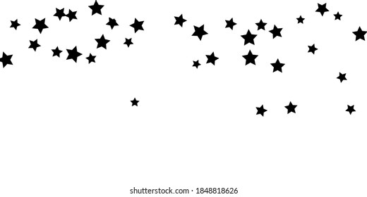 Confetti star. Falling stars on the background. Illustration of flying shiny stars. Black and white background. Decorative element. Suitable for your design, postcards, invitations, gift, VIP.