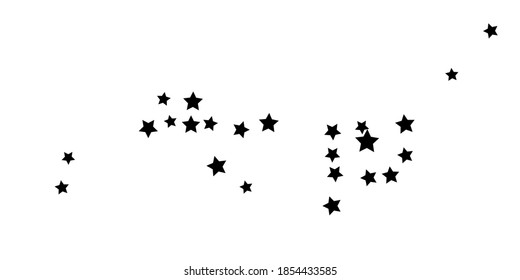 Confetti star. Falling stars on the background. Illustration of flying shiny stars. Black and white background. Decorative element. Suitable for your design, postcards, invitations, gift, VIP.