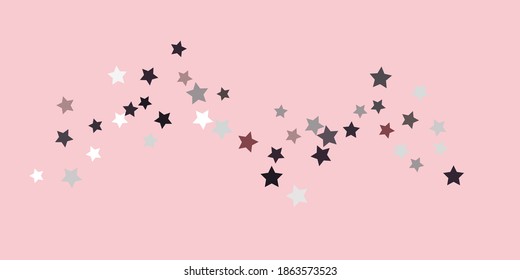 Confetti star. Falling stars on a delicate pink background. Flying stars illustration. Decorative element. Suitable for design, postcards, invitations, gift, VIP.