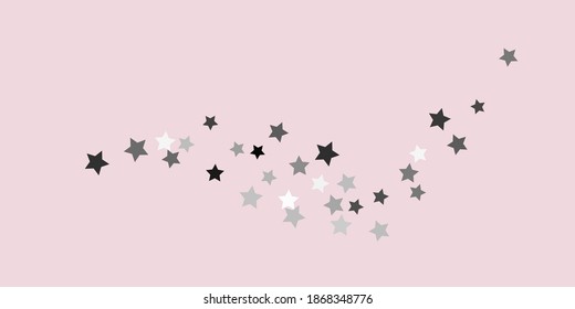 Confetti star. Falling stars on a delicate pink background. Flying stars illustration. Decorative element. Suitable for your design, postcards, invitations, gift, VIP.