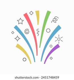 Confetti star spiral paper streamers glitter bursting firework