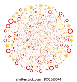 Confetti Stars curl explosion. Object twist designed from randomized confetti stars symbols. Vector illustration style is flat iconic symbols.