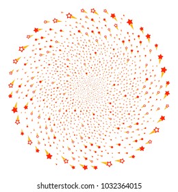 Confetti Stars curl sphere. Object twist designed from scatter confetti stars items. Vector illustration style is flat iconic symbols.