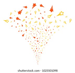 Confetti Stars exploding fountain. Vector illustration style is flat iconic symbols. Object fountain done from random symbols as confetti stars fireworks.