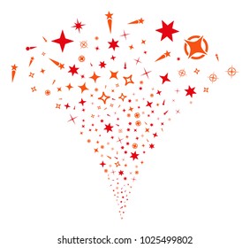 Confetti Stars festive fountain. Vector illustration style is flat iconic symbols. Object fountain organized from random icons as confetti stars fireworks.