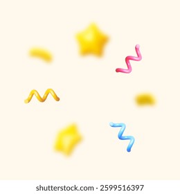 Confetti with stars fireworks 3d circle banner. Holiday, sale, birthday party and bonus design.