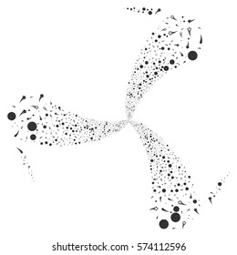 Confetti Stars fireworks swirl rotation. Vector illustration style is flat gray iconic symbols on a white background. Object whirl created from random pictographs.