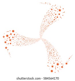 Confetti Stars fireworks swirl rotation. Vector illustration style is flat orange iconic symbols on a white background. Object spiral created from random design elements.