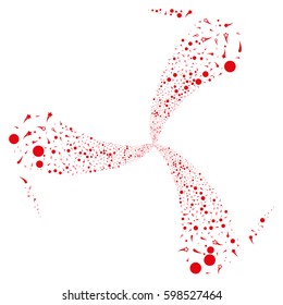 Confetti Stars fireworks swirl rotation. Vector illustration style is flat red iconic symbols on a white background. Object spiral made from random pictographs.