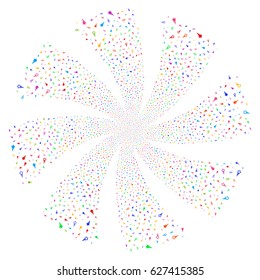 Confetti Stars fireworks swirl rotation. Vector illustration style is flat bright multicolored iconic symbols on a white background. Object whirl made from random pictograms.