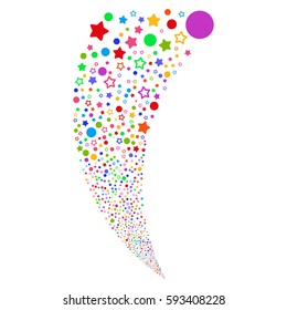 Confetti Stars random fireworks stream. Vector illustration style is flat bright multicolored iconic symbols on a white background. Object fountain constructed from scattered icons.