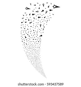 Confetti Stars random fireworks stream. Vector illustration style is flat black iconic symbols on a white background. Object fountain created from scattered symbols.