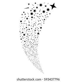 Confetti Stars random fireworks stream. Vector illustration style is flat black iconic symbols on a white background. Object fountain created from scattered design elements.