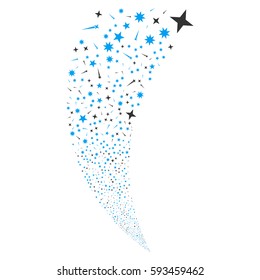 Confetti Stars random fireworks stream. Vector illustration style is flat blue and gray iconic symbols on a white background. Object fountain constructed from scattered pictographs.