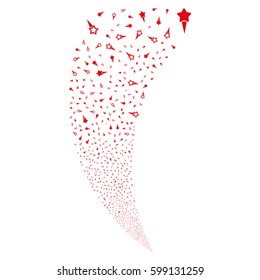 Confetti Stars random fireworks stream. Vector illustration style is flat red iconic symbols on a white background. Object fountain created from scattered pictographs.