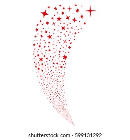 Confetti Stars random fireworks stream. Vector illustration style is flat red iconic symbols on a white background. Object fountain combined from scattered symbols.