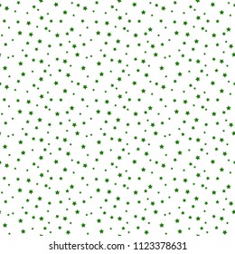 Confetti Stars Seamless Pattern - Tiny green confetti stars scattered over white background