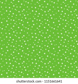 Confetti Stars Seamless Pattern - Tiny white confetti stars scattered over lime green background