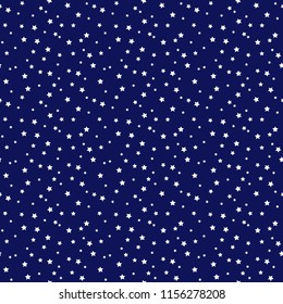 Confetti Stars Seamless Pattern - Tiny white confetti stars scattered over navy blue background