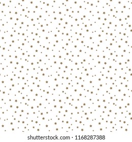 Confetti Stars Seamless Pattern - Tiny tan confetti stars scattered over white background