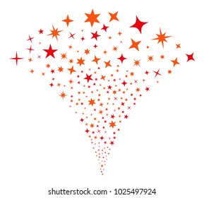 Confetti Stars stream fountain. Vector illustration style is flat iconic symbols. Object fountain combined from random design elements as confetti stars fireworks.