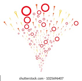 Confetti Stars stream fountain. Vector illustration style is flat iconic symbols. Object fountain done from random pictograms as confetti stars fireworks.