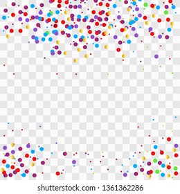 Confetti And Streamer Ribbon Falling On Transparent Background. Vector EPS10