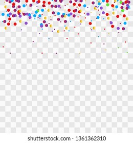 Confetti And Streamer Ribbon Falling On Transparent Background. Vector EPS10