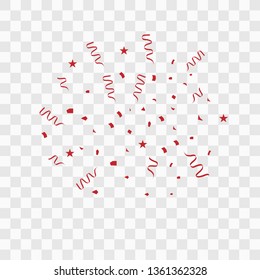 Confetti And Streamer Ribbon Falling On Transparent Background. Vector EPS10