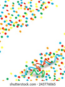 Confetti and streamers, background with copy space. Vector eps10