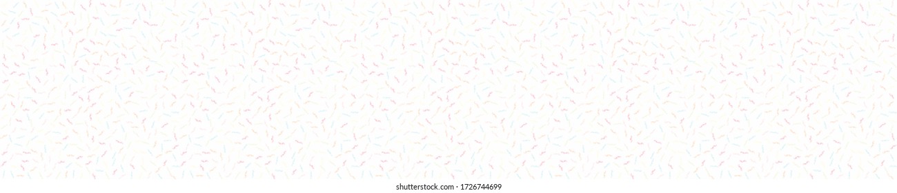 Confetti streamers dotty border texture seamless background. Tiny colored flecked sprinkles ribbon trim banner. Modern cute falling speckle pattern. Japanese kawaii minimal digital party washi tape
