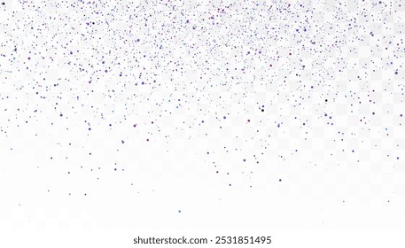 Confetti streamers. Falling shiny purple confetti. Bright purple festive tinsel. Holiday design elements. Vector