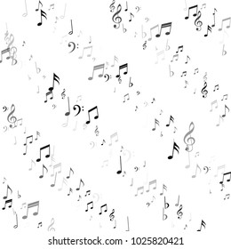 Confetti Stripes of Vector Music Signs and Symbols. Dance Party Poster Pattern Design. Texture with Note Icons. Cover Print Design Pattern.