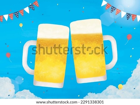 Confetti, summer sky and beer